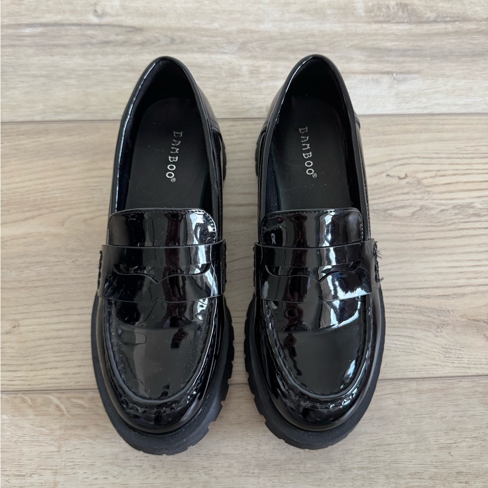 BAMBOO Shiny Black Loafers